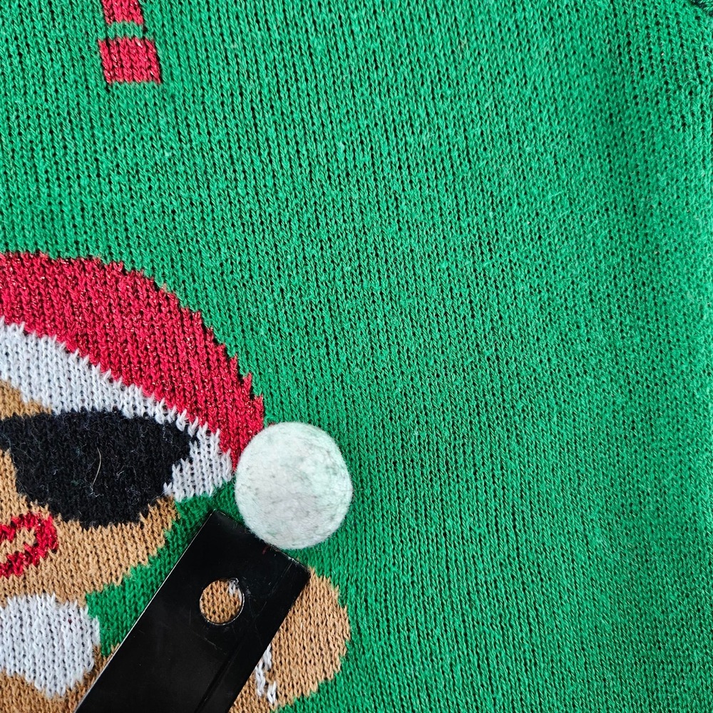 Ugly Christmas Sweater Womens XXL Green Fair Isle Gingerbread Man Oh Snap - Picture 15 of 16